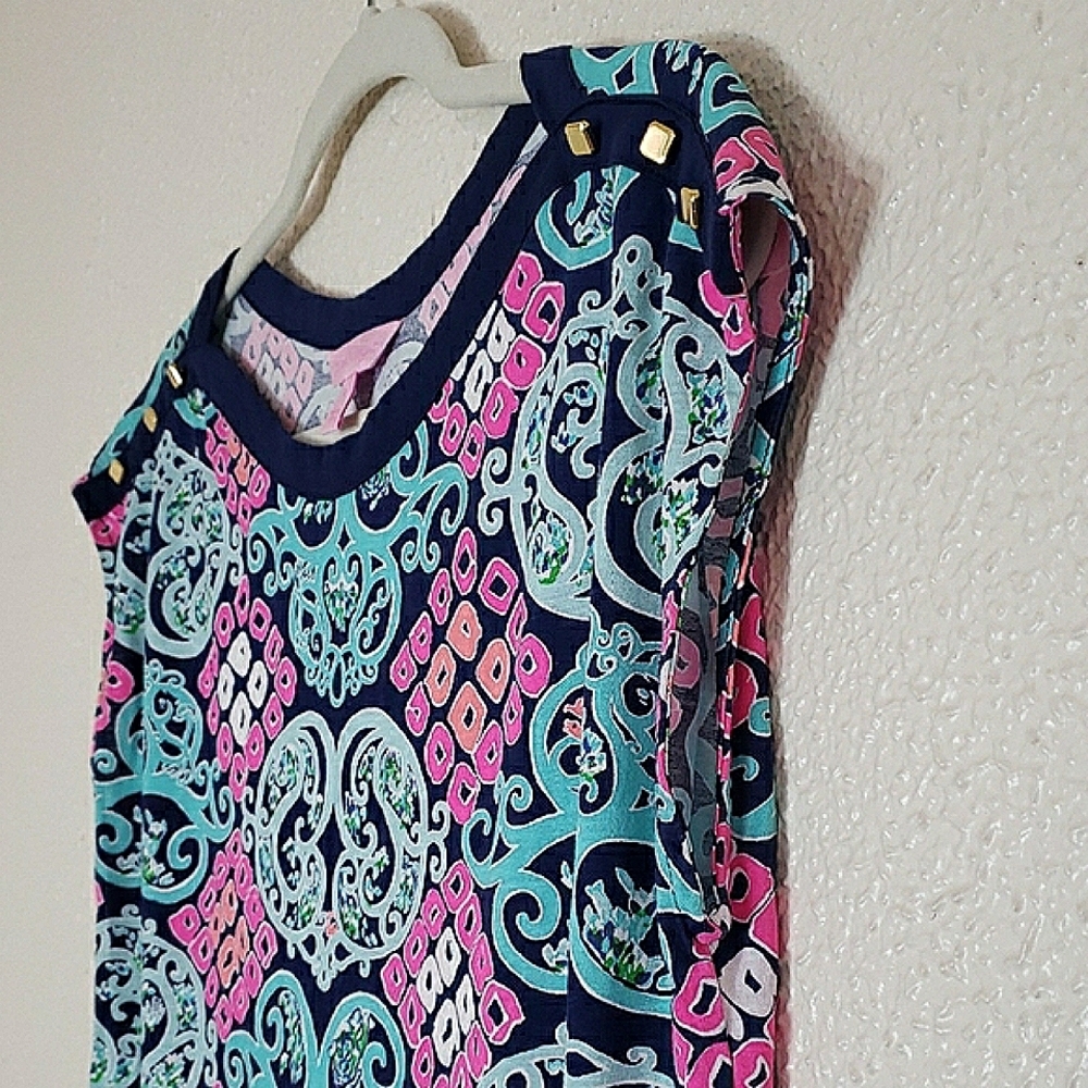 NWOT Lilly Pulitzer Rare Behind The Gate Robyn Mini Dress Pink Blue Retro Size S - Picture 7 of 13